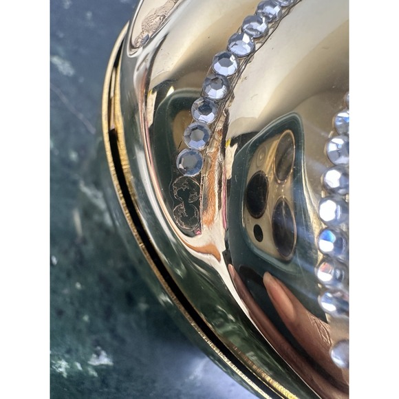 Vintage Le-Ann Gold Metal Clamshell Evening Bag Clutch with Chain Strap - Picture 6 of 16